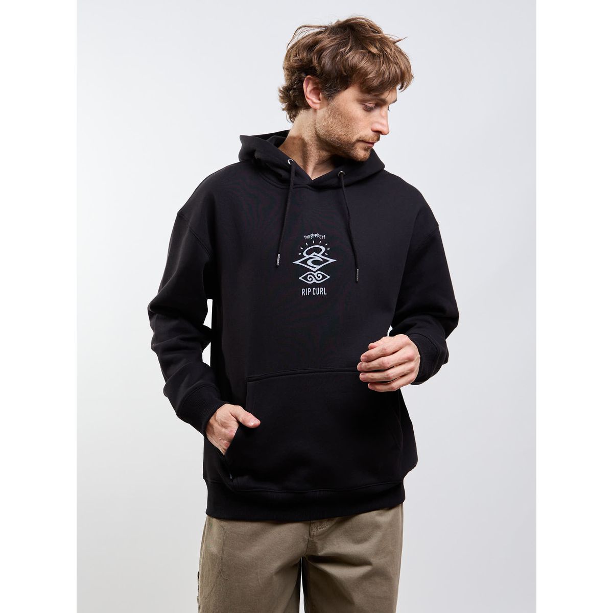 RIP CURL - Poleron Canguro Australio Negro Hombre Rip Curl