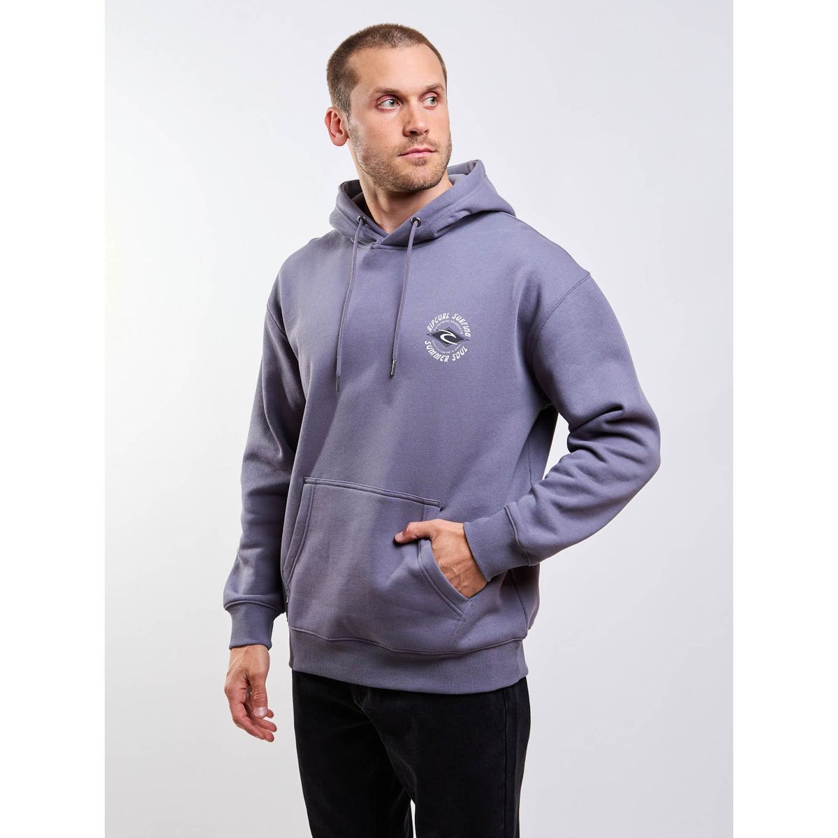 RIP CURL - Poleron Canguro Andino Gris Hombre Rip Curl