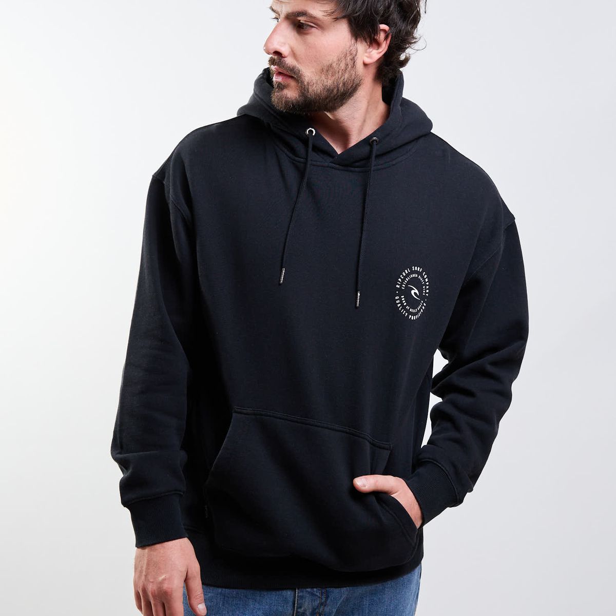 RIP CURL - Poleron Canguro Lafken Negro Hombre Rip Curl