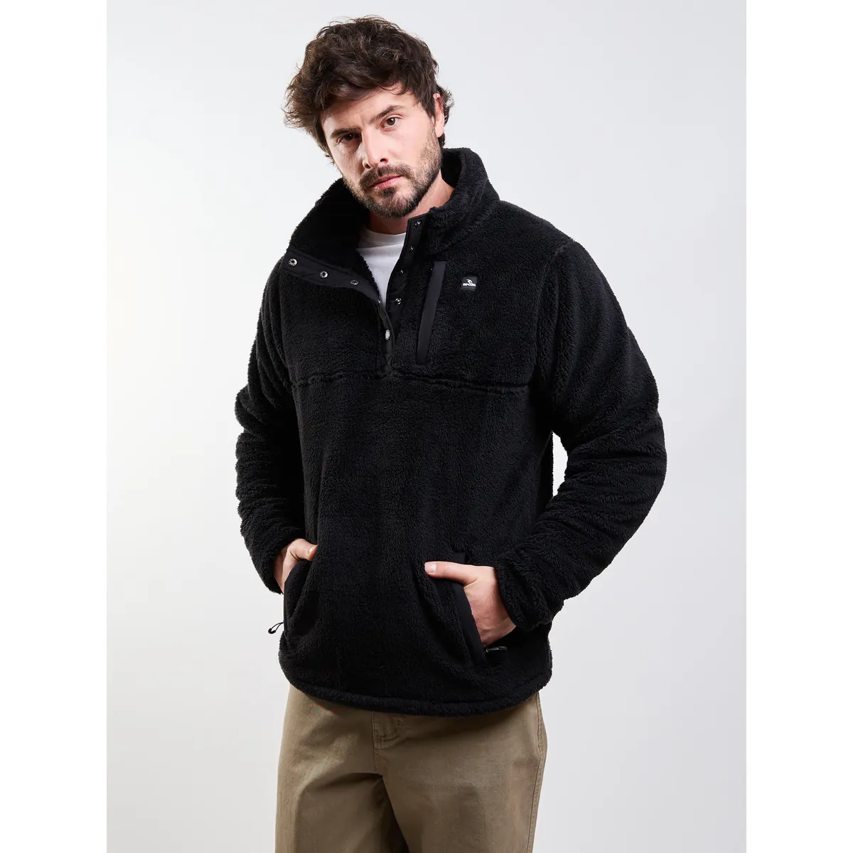 RIP CURL - Poleron Chiporro Crest Negro Hombre Rip Curl