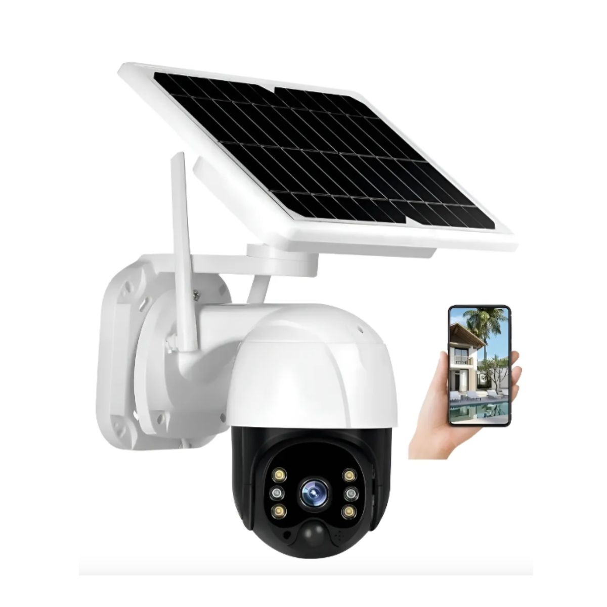 GENERICO - Cámara de Seguridad Solar Inteligente 2 en 1 - Conexión WiFi y Visión Nocturna HD V380 App
