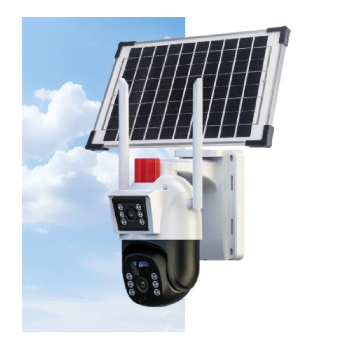 GENERICO - Camara Ip Seguridad Wifi 24ghzcon Panel Solar  V380 App Blanco Con Negro