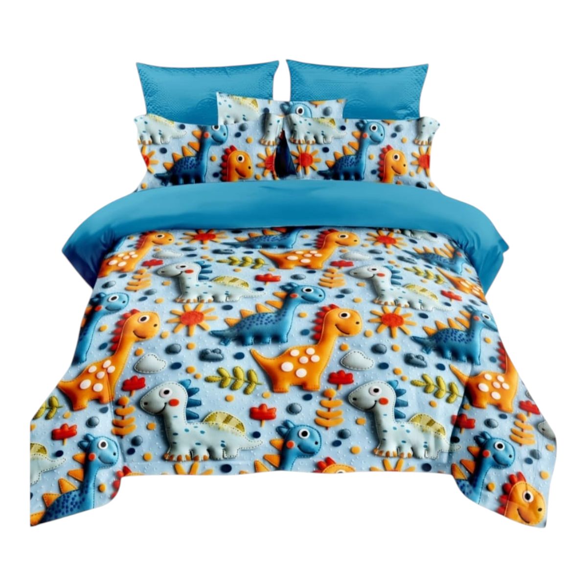 GENERICO - Cubrecama Quilt de verano 1.5 plazas diseño dinosaurios