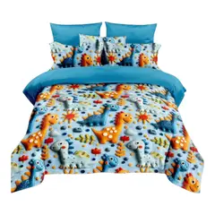 GENERICO - Cubrecama Quilt de verano 1.5 plazas diseño dinosaurios