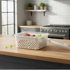 GENERICO - Contenedor Organizador Refrigerador Con Escurridor Y Tapa