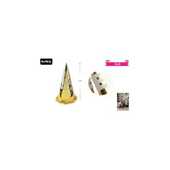 GENERICO - Gorro cotillón feliz cumpleaños dorado 34cm