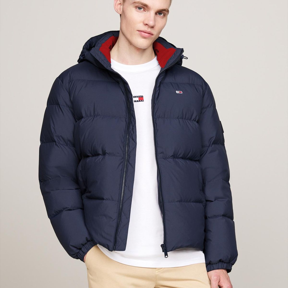 TOMMY HILFIGER - Parka Essential Acolchada Con Gorro Azul Tommy Jeans