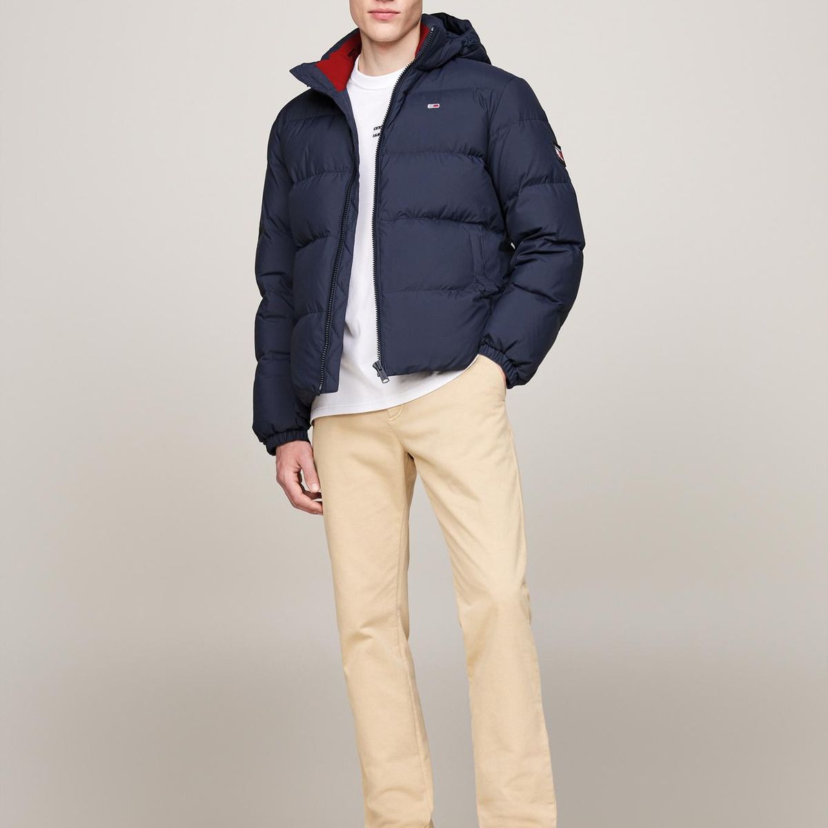 TOMMY HILFIGER - Parka Essential Acolchada Con Gorro Azul Tommy Jeans
