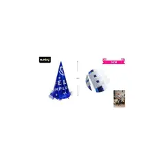 GENERICO - Gorro cotillón feliz cumpleaños azul 34cm