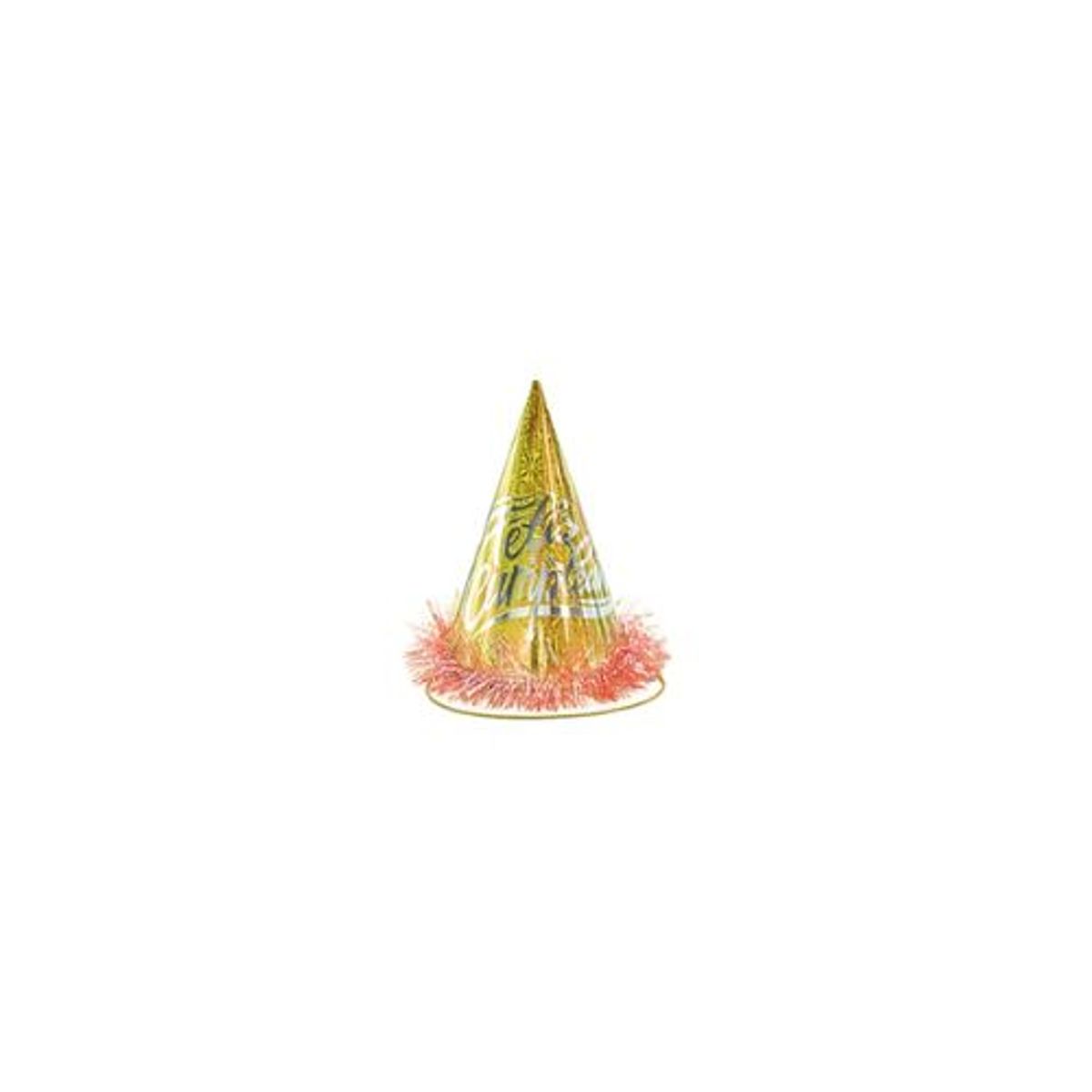 GENERICO - Gorro cotillón holográficofeliz cumpleaños dorado 24cm