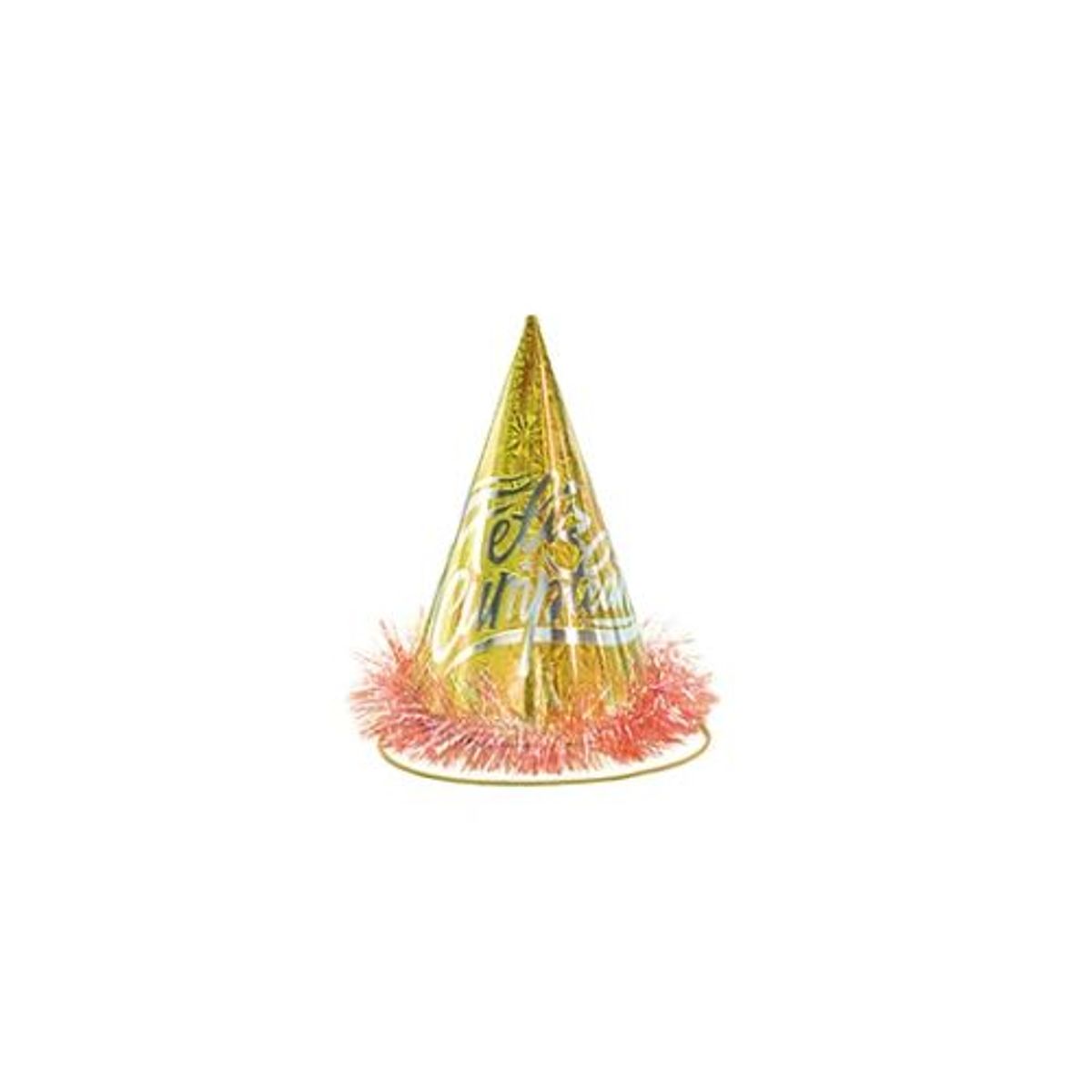 GENERICO - Gorro cotillón holográficofeliz cumpleaños dorado 24cm