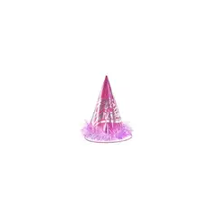 GENERICO - Gorro cotillón holográficofeliz cumpleaños fucsia 24cm