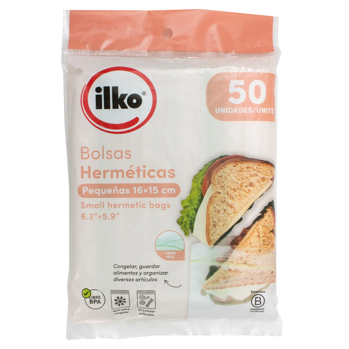 ILKO - Bolsas Herméticas Pequeñas 16x15 cm 50Un