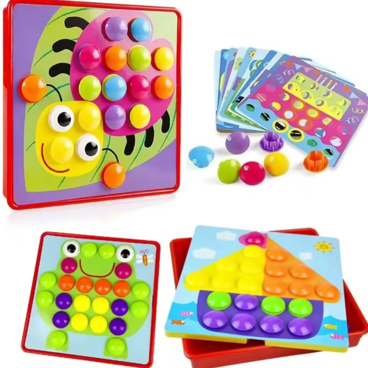 GENERICO - Juego Didáctico Botones Montessori Niños 3+ Motricidad Fina 46 Pcs