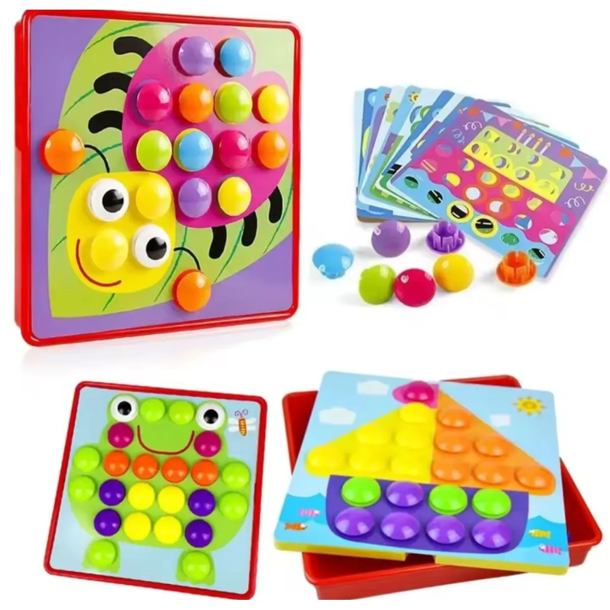 GENERICO - Juego Didáctico Botones Montessori Niños 3+ Motricidad Fina 46 Pcs