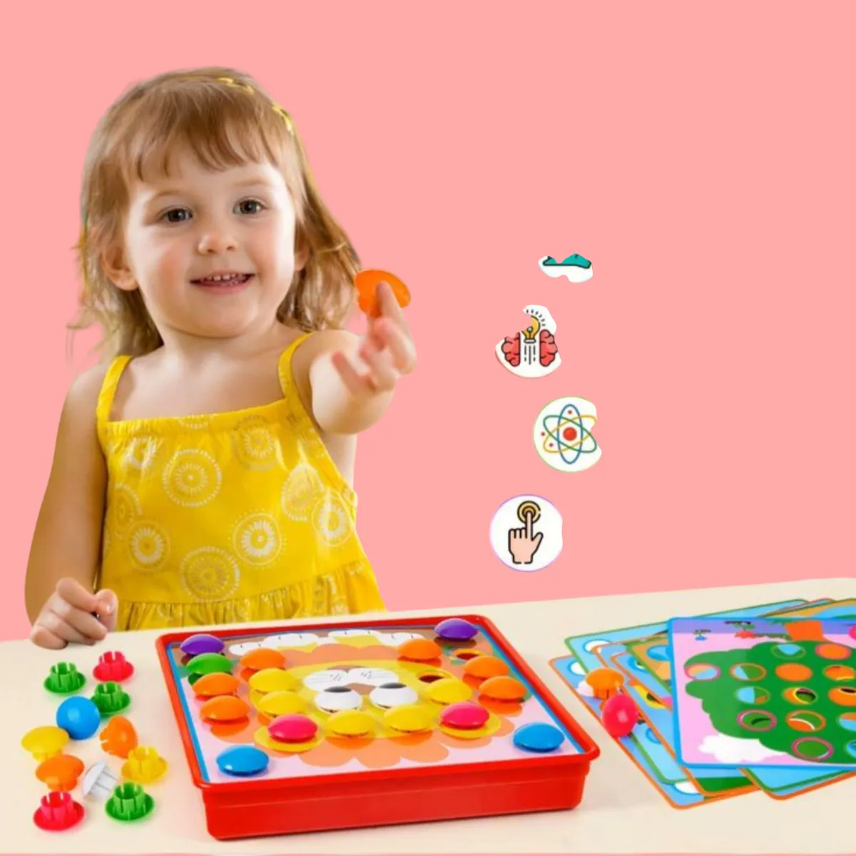 GENERICO - Juego Didáctico Botones Montessori Niños 3+ Motricidad Fina 46 Pcs