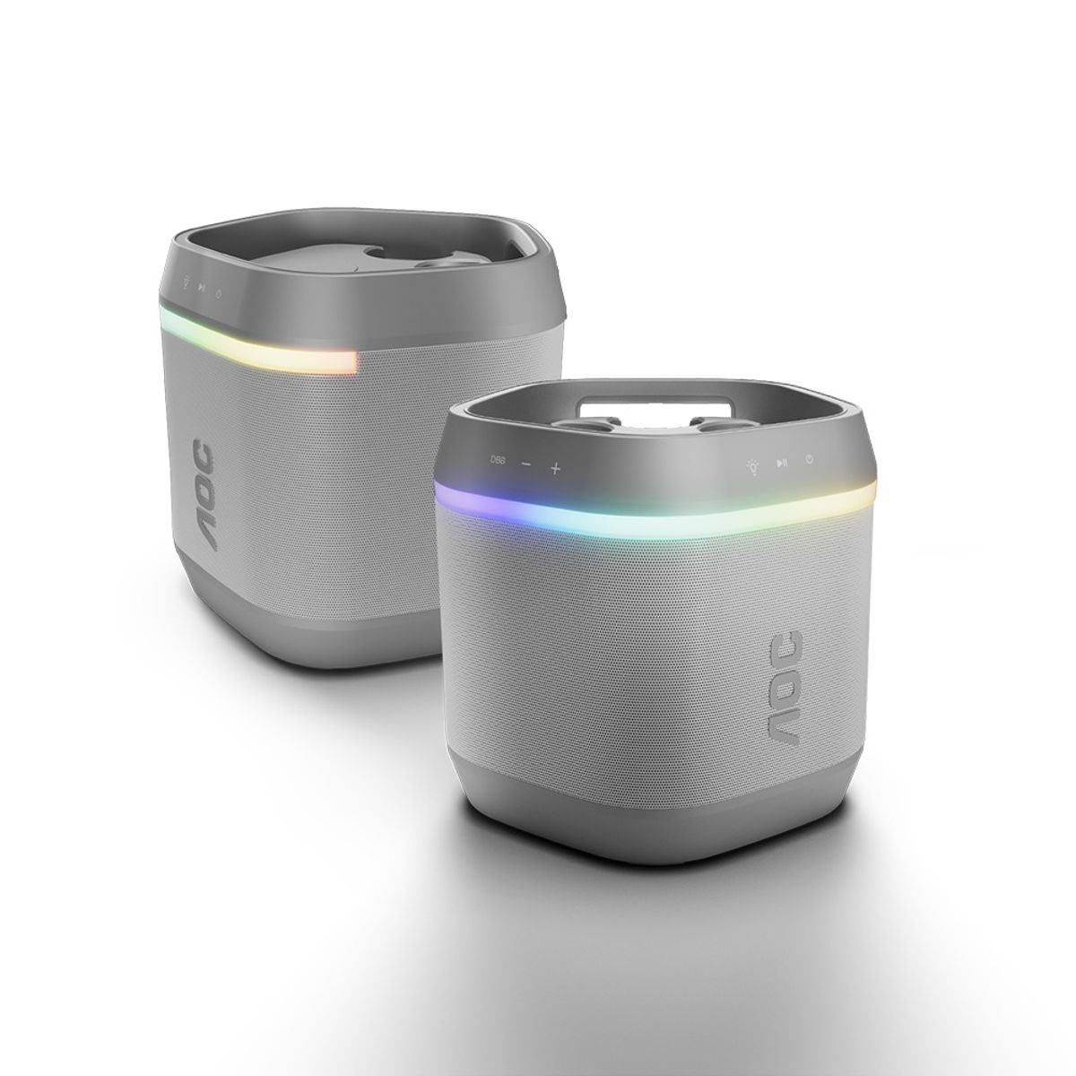 AOC - Pack 2 Parlantes Bluetooth AOC O3 Blanco con Portalatas para Fiesta