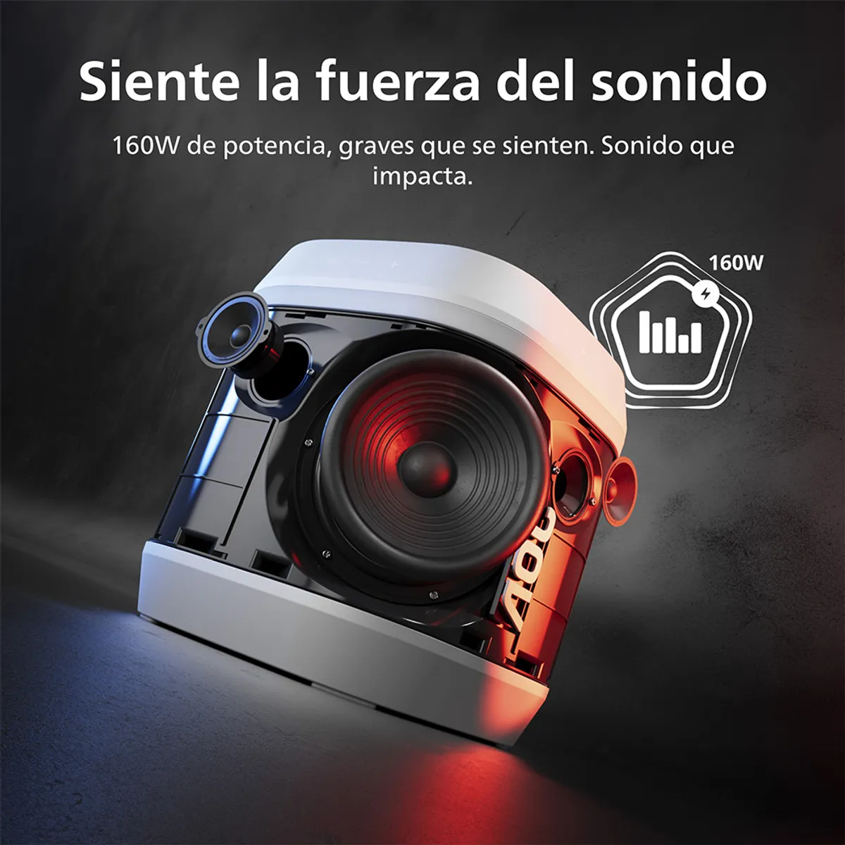 AOC - Pack 2 Parlantes Bluetooth AOC O3 Blanco con Portalatas para Fiesta