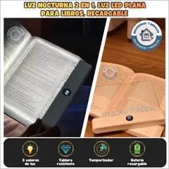 GENERICO - Luz nocturna 2 en 1, luz LED plana para libros, recargable