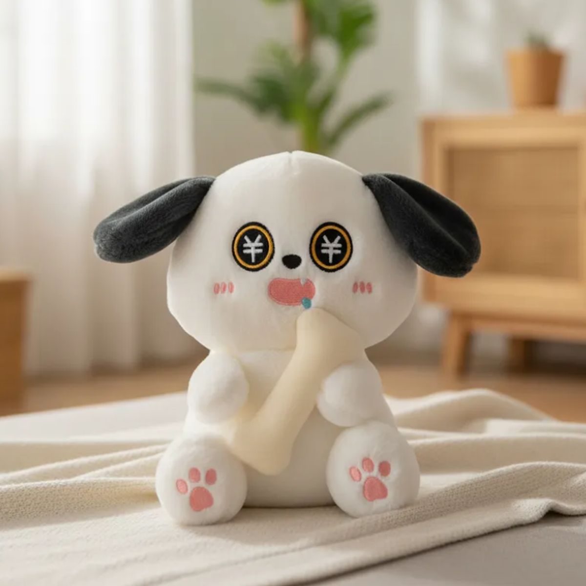GENERICO - Peluche Perro Kawaii con Hueso 21cm Juguete Suave