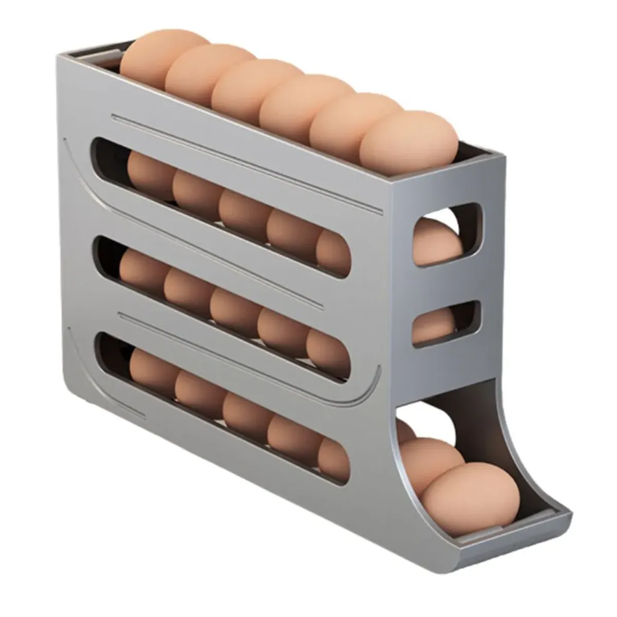 GENERICO - Dispensador Deslizante Huevera 4 Pisos 30 Huevos Gris