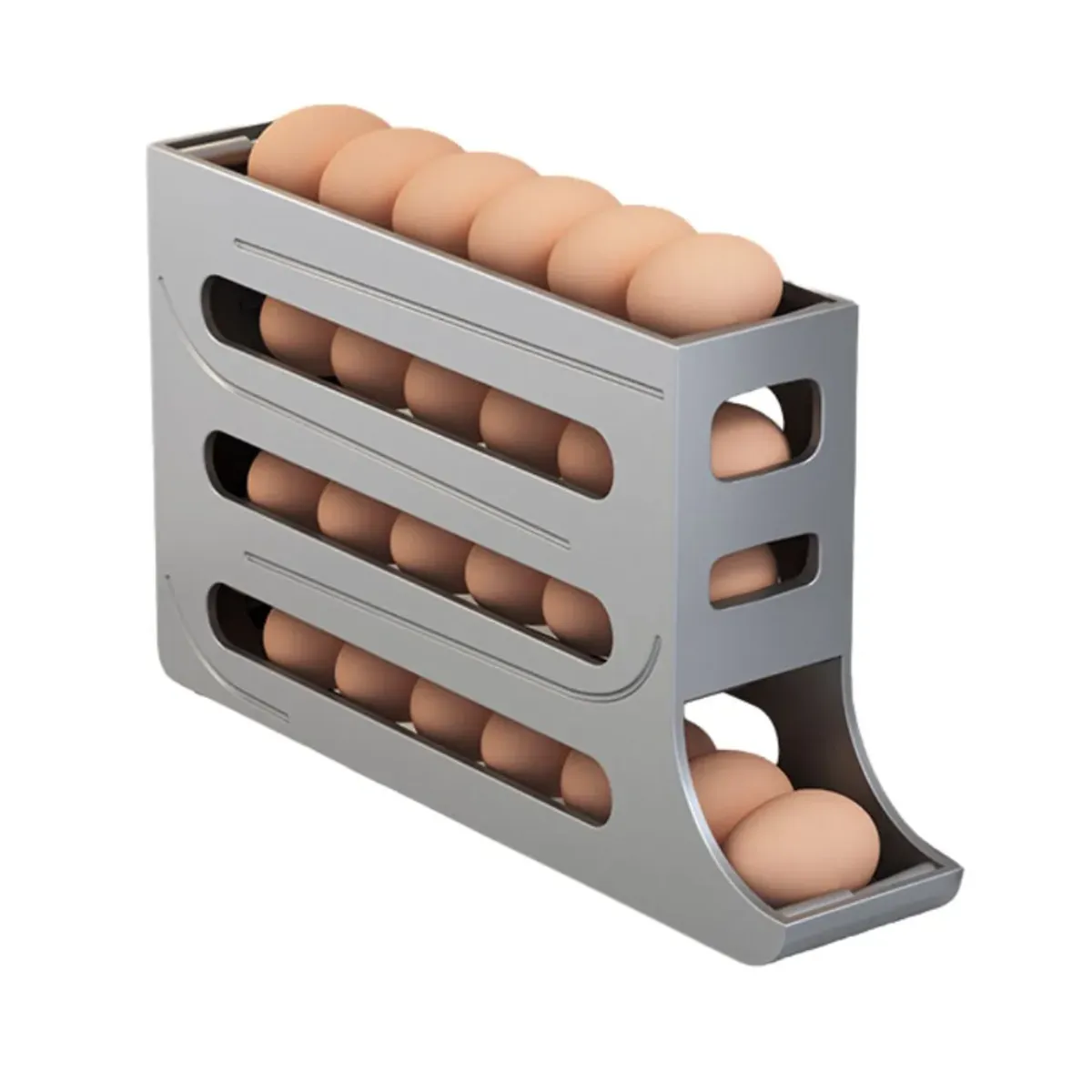GENERICO - Dispensador Deslizante Huevera 4 Pisos 30 Huevos Gris