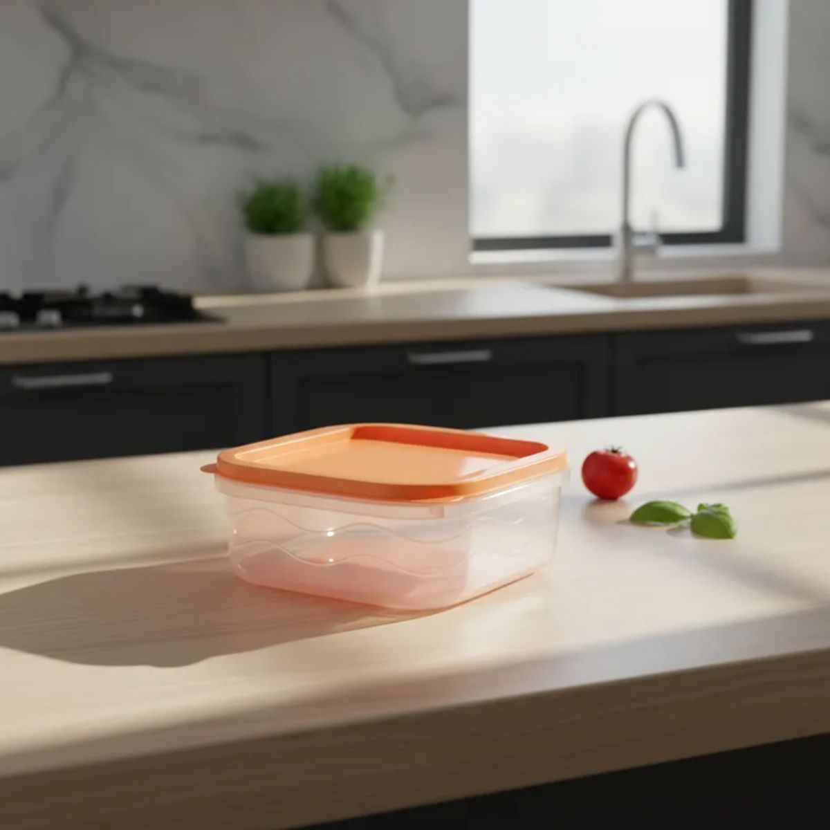 GENERICO - Contenedor Plástico Cuadrado 250ml con Tapa