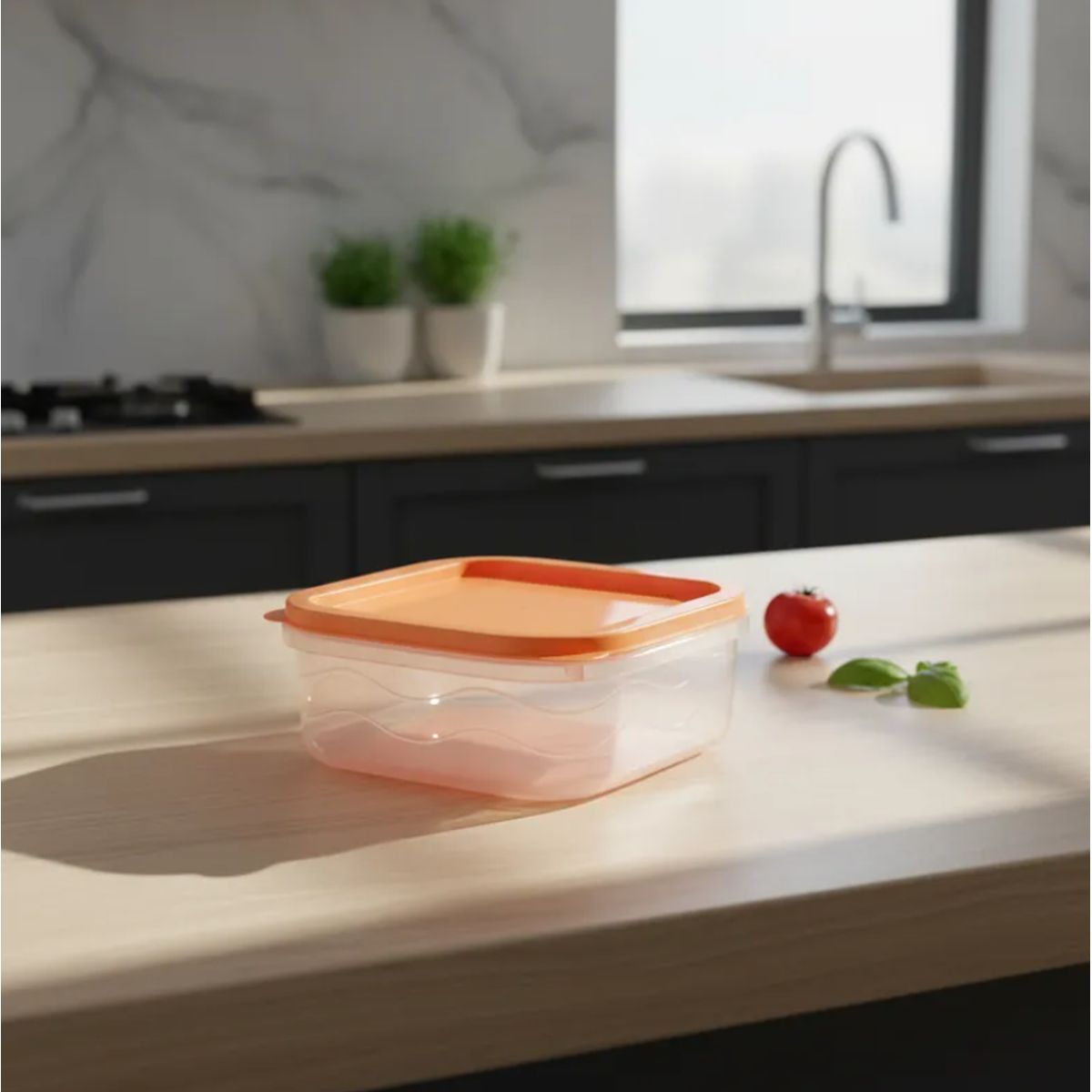 GENERICO - Contenedor Plástico Cuadrado 250ml con Tapa