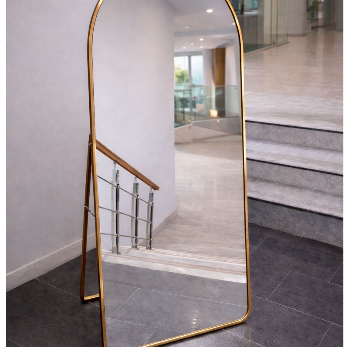 GENERICO - Espejo Cuerpo Entero Pedestal Dorado 70x150cm