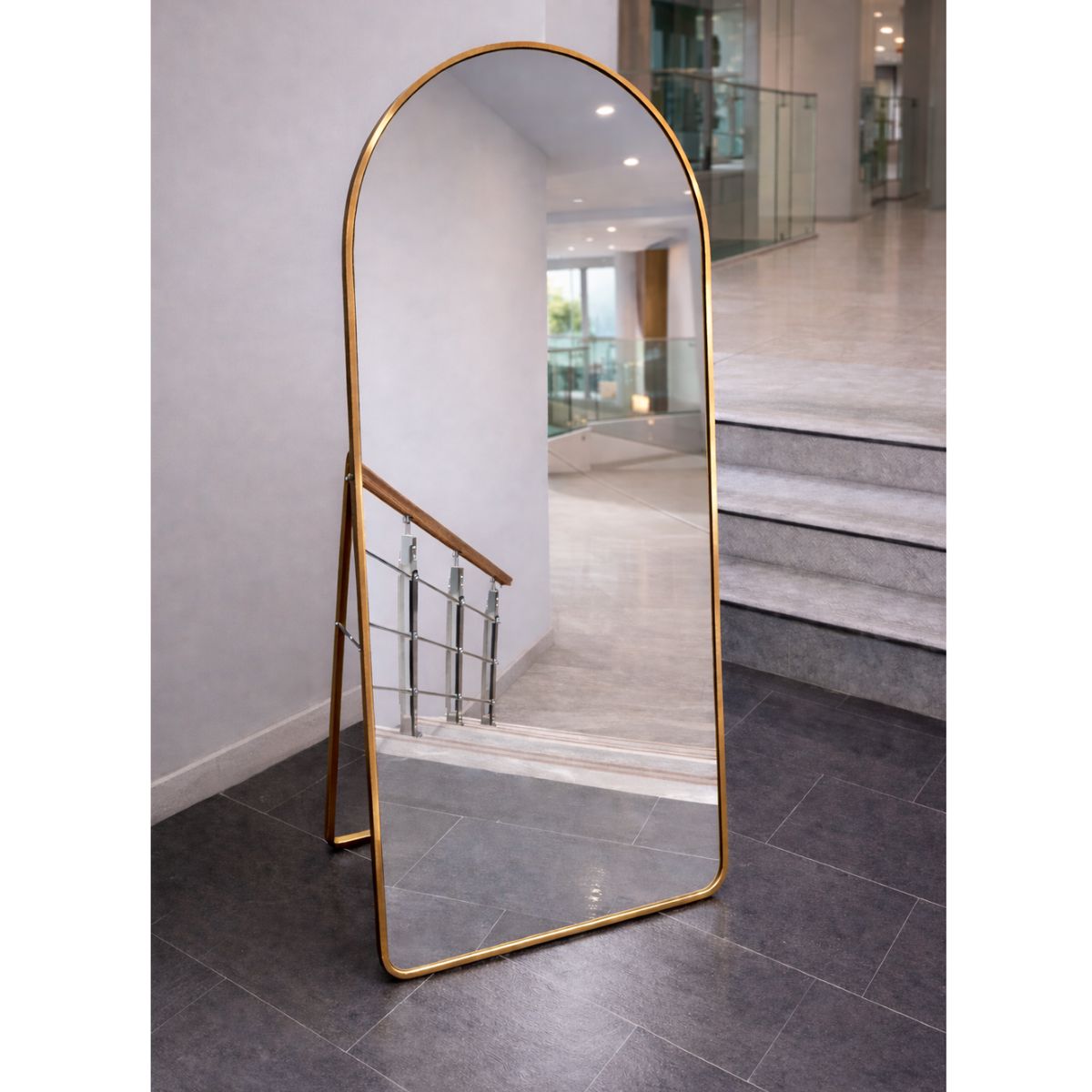 GENERICO - Espejo Cuerpo Entero Pedestal Dorado 70x150cm