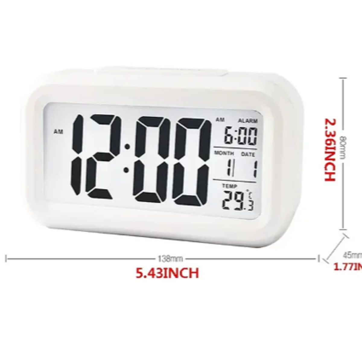 GENERICO - Reloj Despertador Pantalla Led Feha Temperatura Alarma