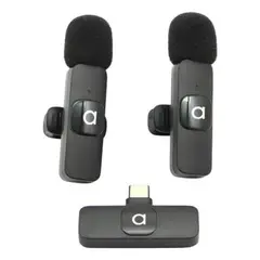 AUDIOLAB - Kit Micrófonos Solapa Inalámbricos Usb C Smartphone color negro
