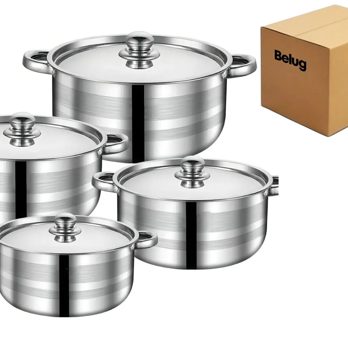 GENERICO - Set De Ollas de Acero Inoxidable 4 Piezas 20/22/24/26 BELUG