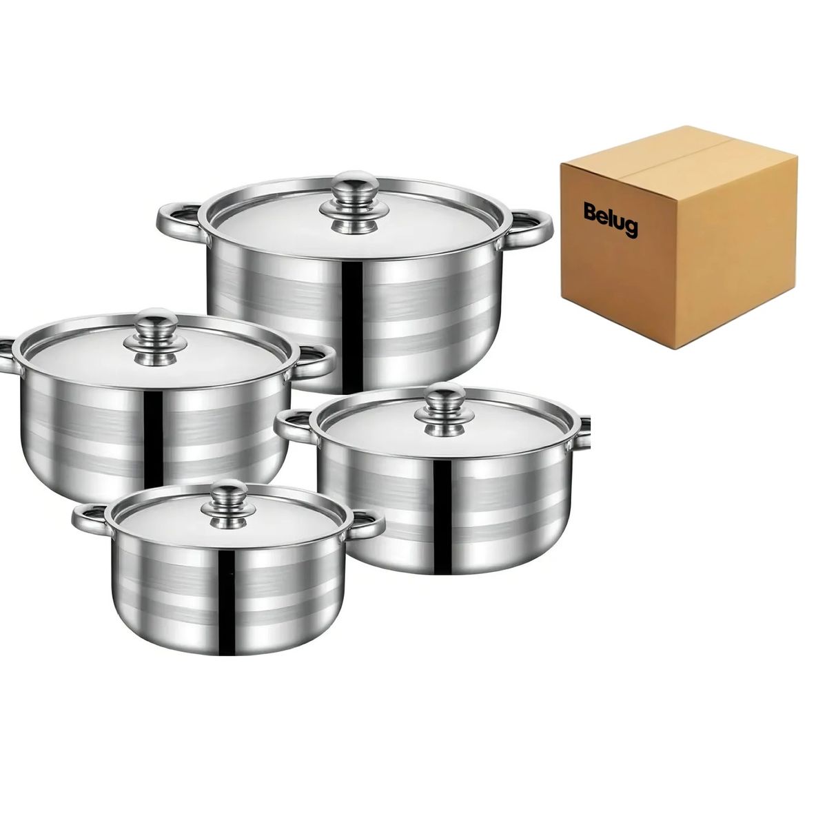 GENERICO - Set De Ollas de Acero Inoxidable 4 Piezas 20/22/24/26 BELUG