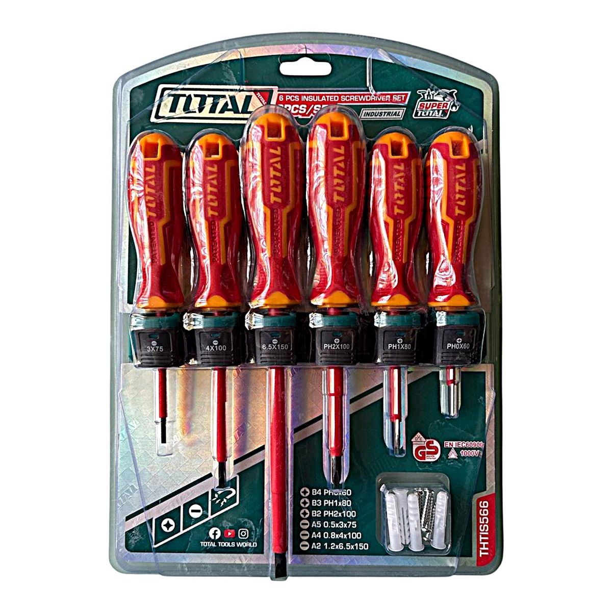 TOTAL TOOLS - Set Destornilladores Eléctricos Aislado 6pcs Total THTIS566
