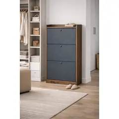 SPACE HOME - Zapatero Angosto Vertical Velux 18 Pares Gris Ideal Departamento 114×60×24