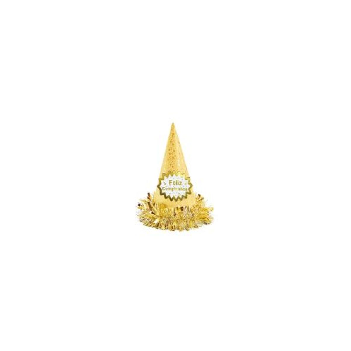 GENERICO - Gorro cotillón feliz cumpleaños dorado 34cm