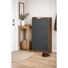SPACE HOME - Zapatero Vertical Abatible Velux 18 Pares Gris/Marrón 114×60×24 cm
