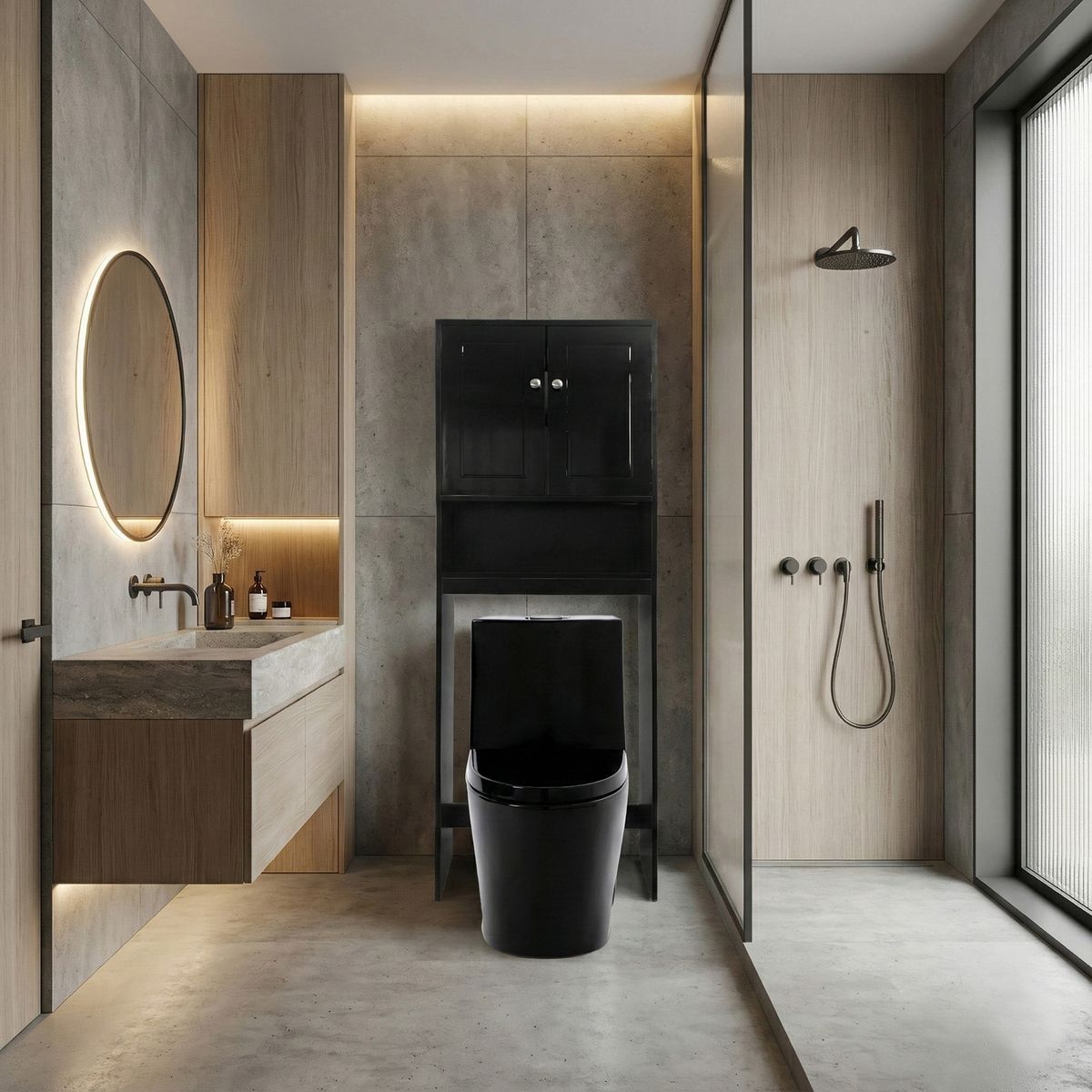 JOYTEK - Estante Organizador para WC JOYTEK Negro 170x60x21 cm..
