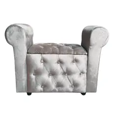 GENERICO - Banqueta Baúl Con Brazos Felpa Beige Muebles Rimar