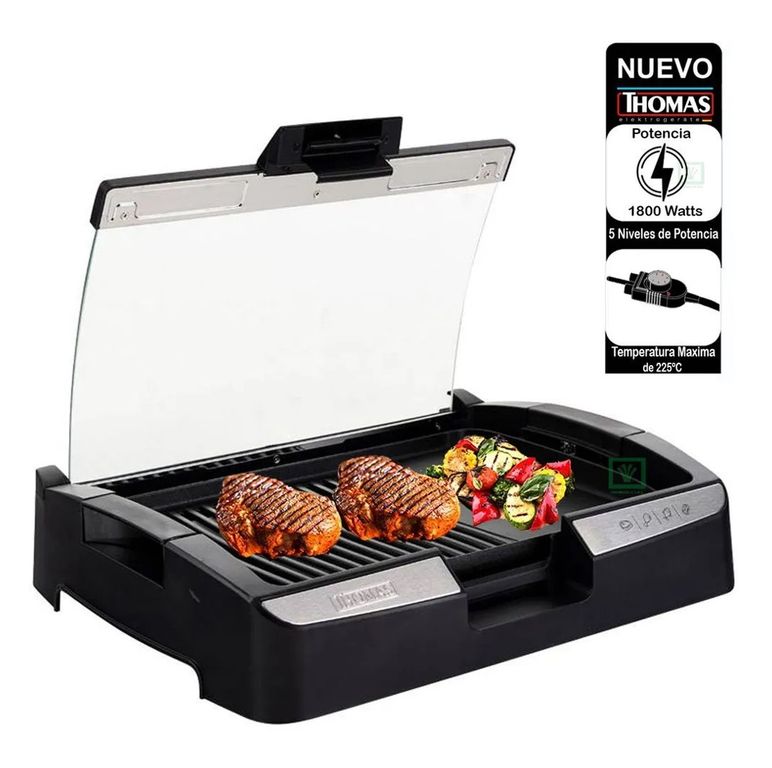 Parrilla Eléctrica Con Tapa Vidrio 1800W TH-224