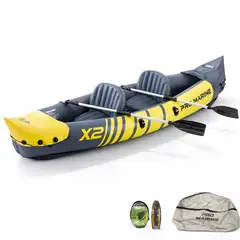 GENERICO - Kayak Inflable 2 Personas 180kg Remos Inflador Accesorios Amarillo