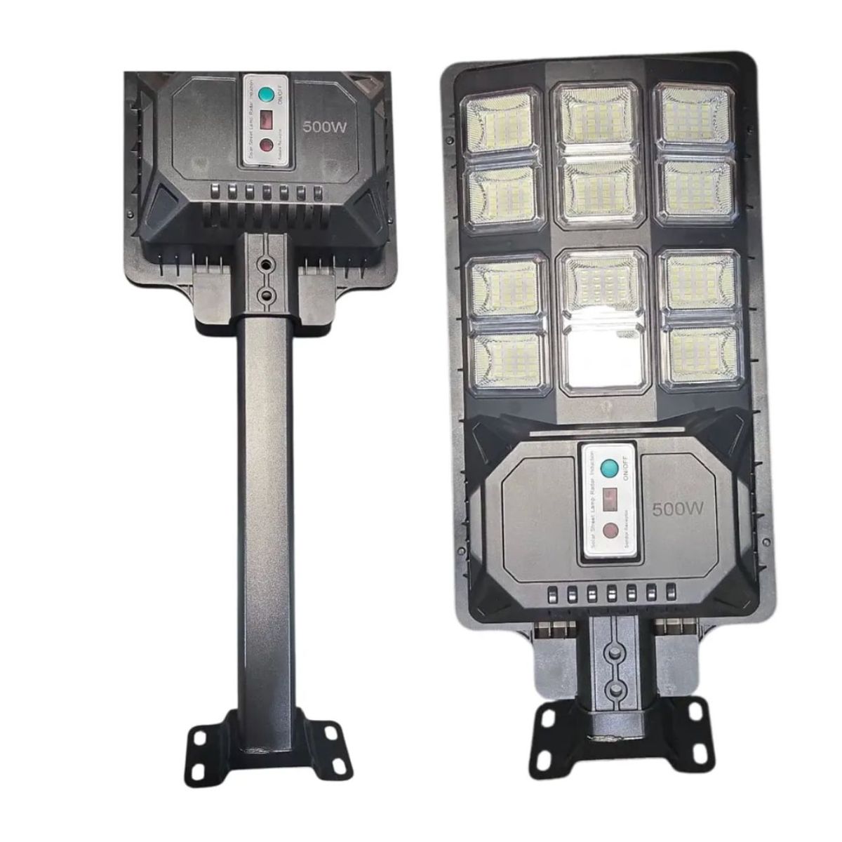 GENERICO - Foco Solar Led De Calle Jardín Alta Potencia 500w + Soporte Negro Blanco Frío