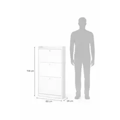 SPACE HOME - Zapatero Vertical Velux Blanco 18 Pares Talla Hombre 43 Abatible 114×60×24