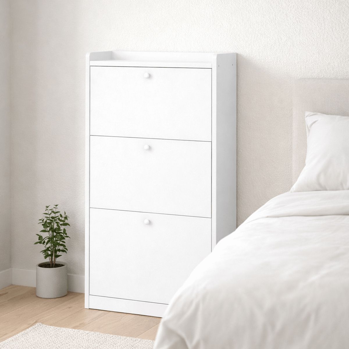 SPACE HOME - Zapatero Vertical Velux Blanco 18 Pares Talla Hombre 43 Abatible 114×60×24