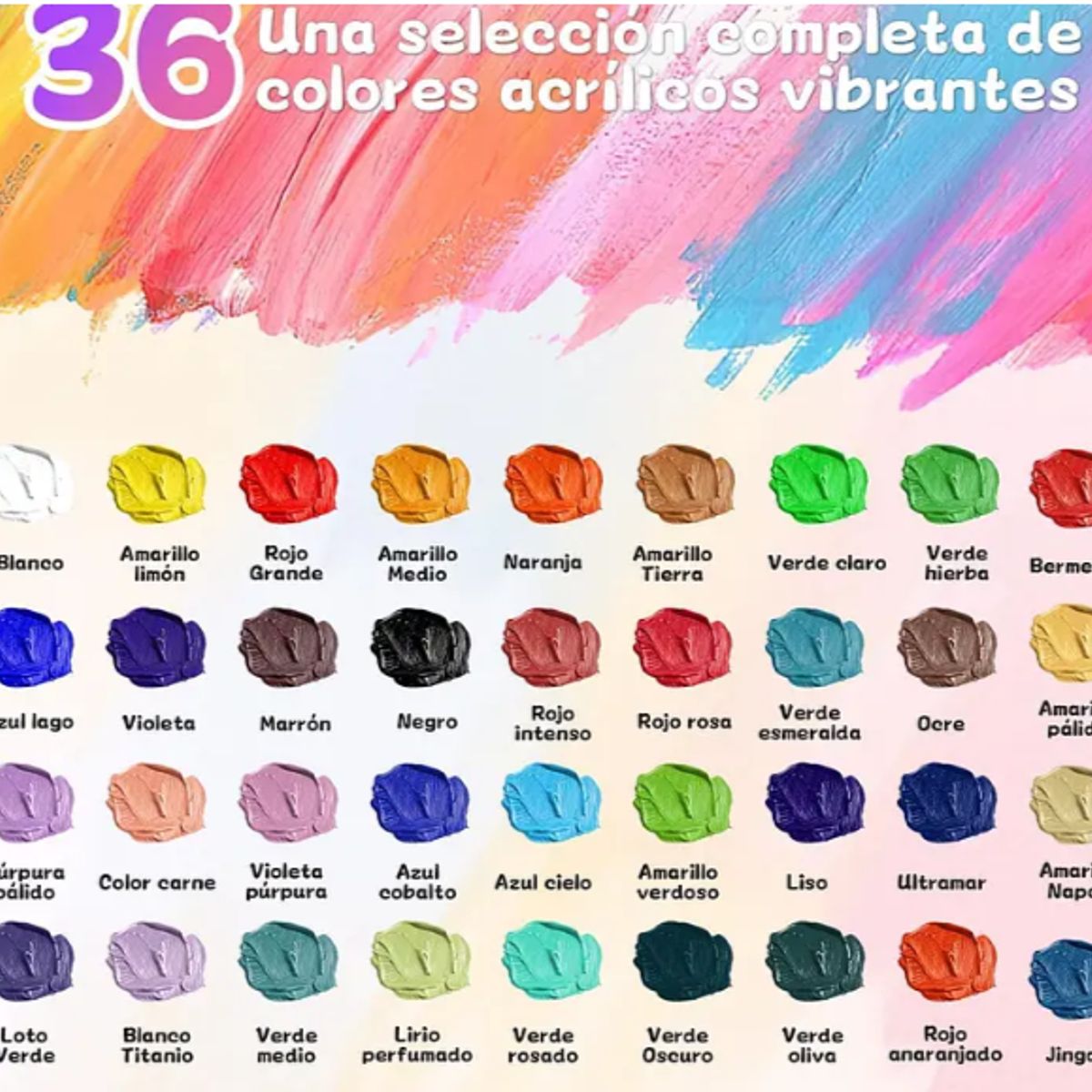 GENERICO - Set De Pinturas Acrílicas 36 Colores 12ml Arte Profesional