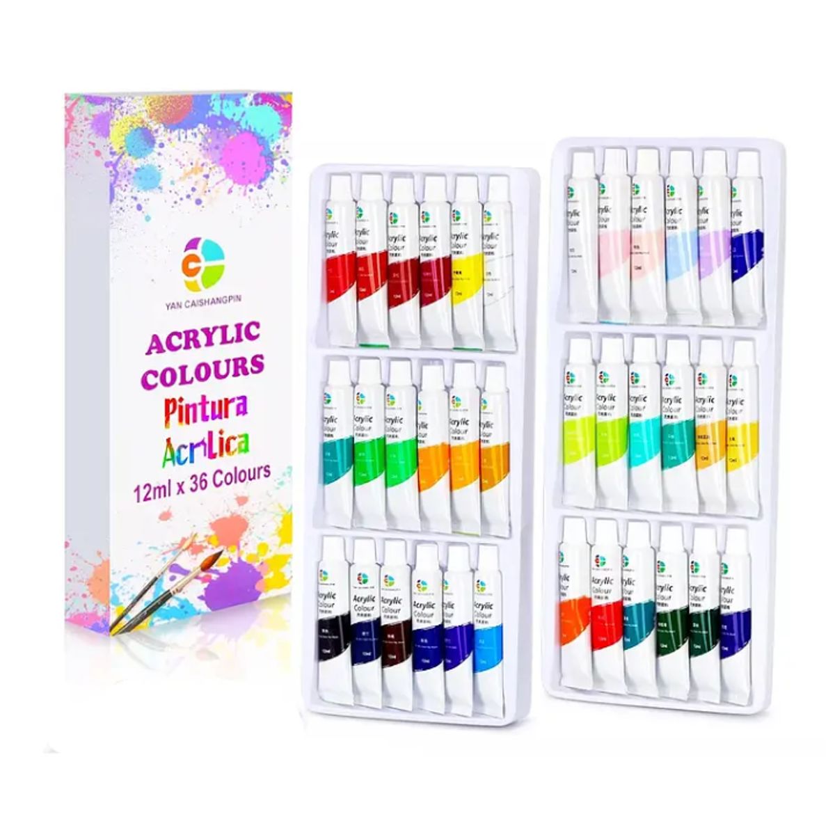 GENERICO - Juego De Pintura Acrilicas 24 Colores Tubos 12ml Arte