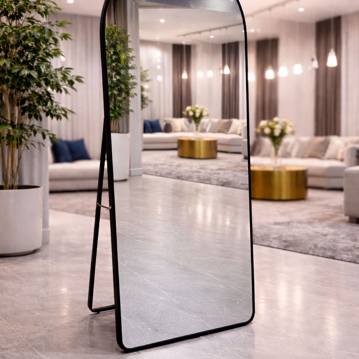 GENERICO - Espejo Cuerpo Entero Pedestal Negro 70x150cm