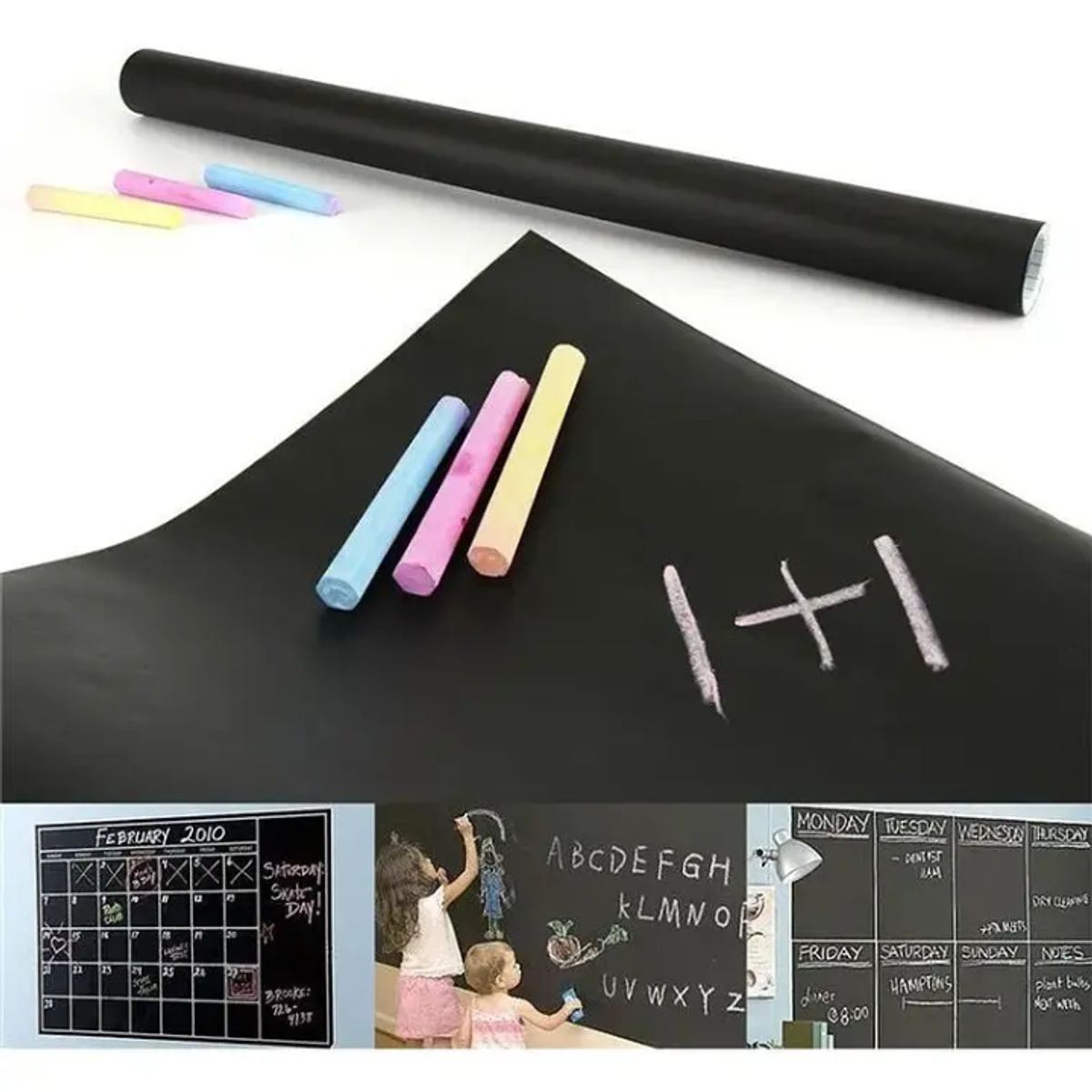 GENERICO - Pizarra Sticker Autoadhesiva Vinilo + Tizas Surtidas