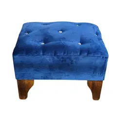 GENERICO - Banqueta Botón Diamante Azul Marino Felpa 60x40x40